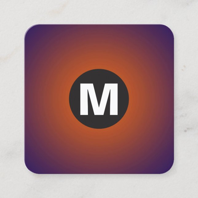 Circle Spot Monogram - Övertoning - Orange, Dp Nav Fyrkantigt Visitkort (Framsida)