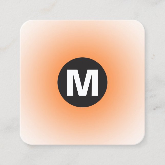 Circle Spot Monogram - Övertoning - Orange på vitt Fyrkantigt Visitkort (Framsida)