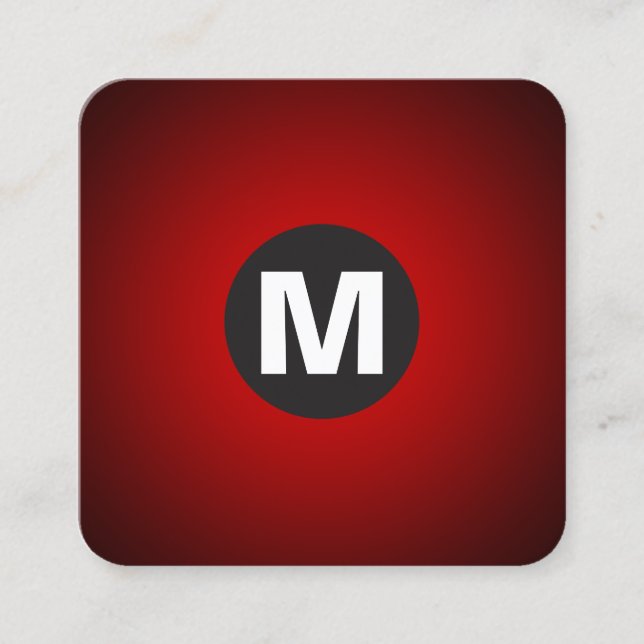 Circle Spot Monogram - Övertoning - Röd till svart Fyrkantigt Visitkort (Framsida)