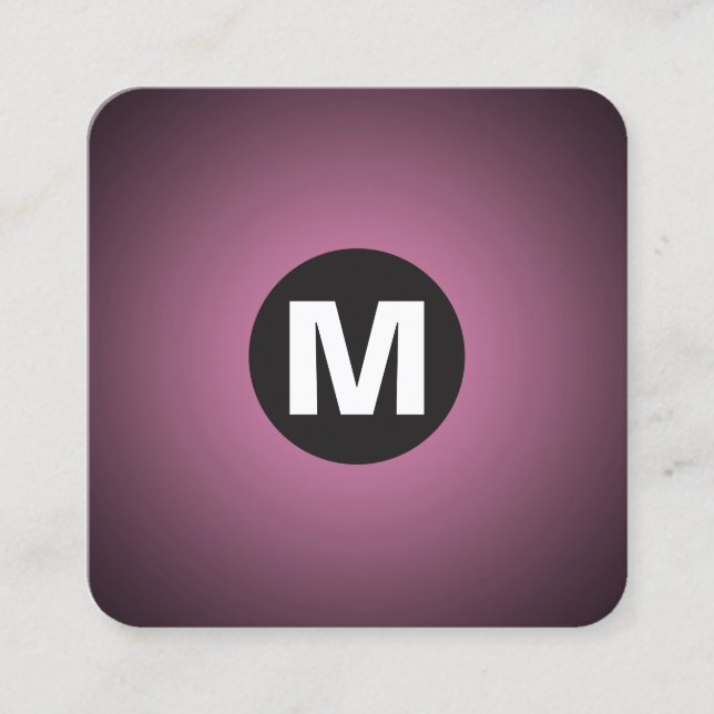 Circle Spot Monogram - Övertoning - Rosa till svar Fyrkantigt Visitkort (Framsida)