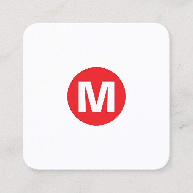 Circle Spot Monogram - Red Fyrkantigt Visitkort (Framsida)