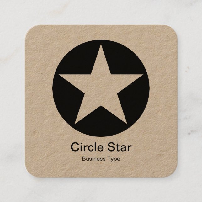 Circle Star - Kraft Fyrkantigt Visitkort (Framsida)