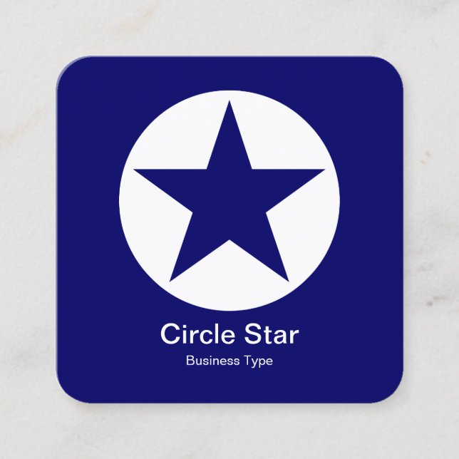 Circle Star - vit på Mörk blått Fyrkantigt Visitkort (Framsida)