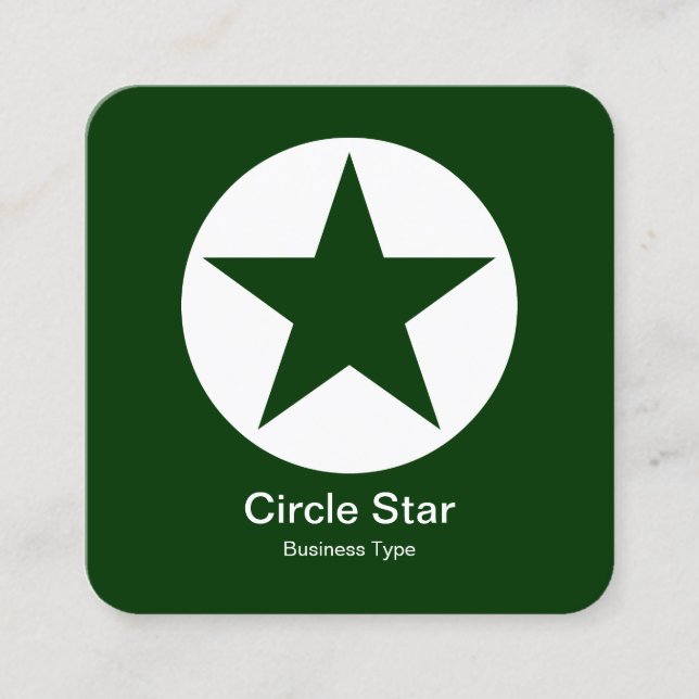 Circle Star - vit på Mörk grönt Fyrkantigt Visitkort (Framsida)