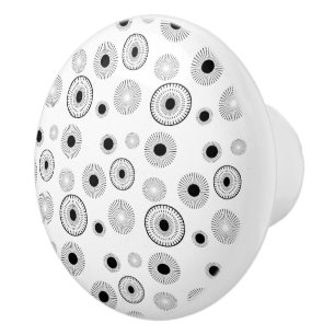 Circle Starburits Mönster- Black & White Knopp