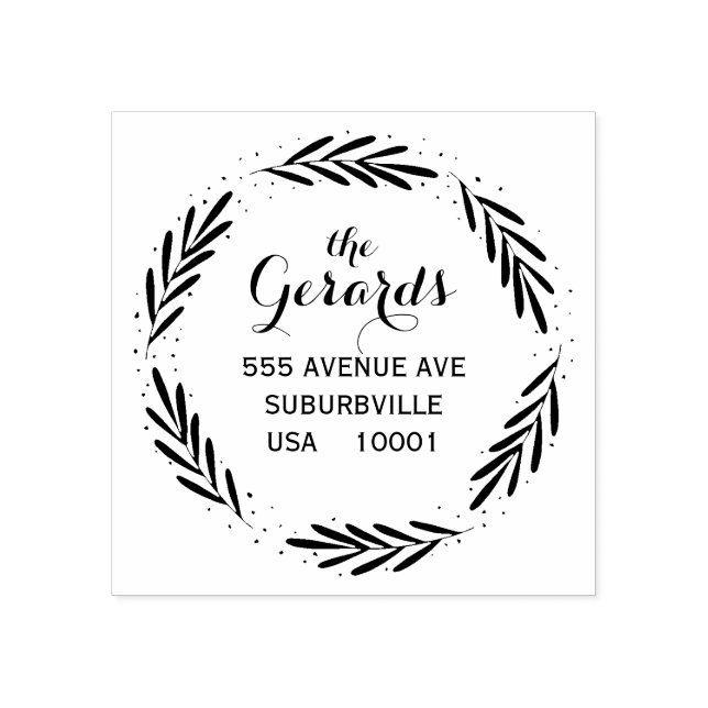 Circle WAN Grenar Anpassningsbar Rubber Frimärke Stämpel (Tryck)