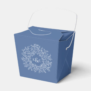 Circle white art lövs bröllop Classic blue Presentaskar