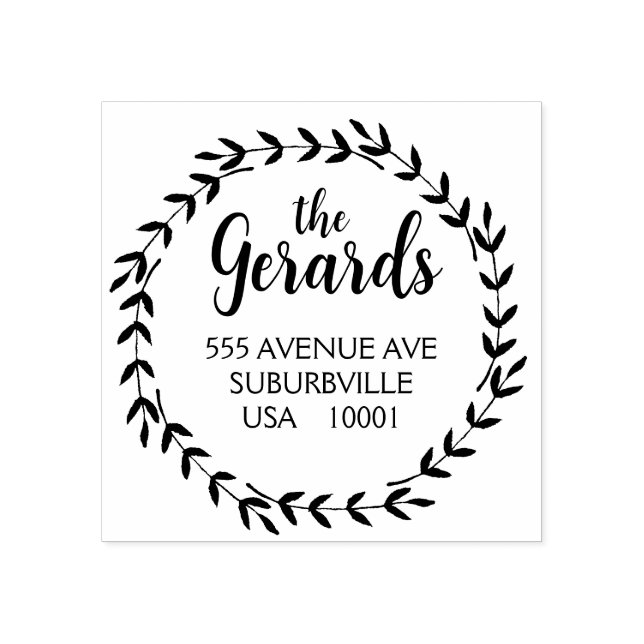 Circle Wreath Branches Custom Rubber Stamp Stämpel (Tryck)