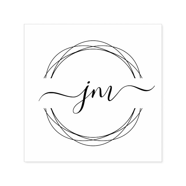 CircleArt,Monogram, Handskrift Frimärke Självfärgande Stämpel (Design)