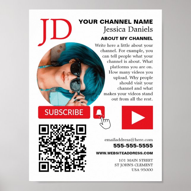 Circled Photo & QR Code, Youtube - Vlogger Poster (Framsidan)