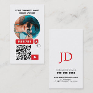 Circled Photo & QR Code, Youtube - Vlogger Visitkort