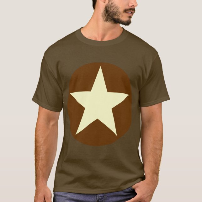 Circled Star - Cream med Brown Tee Shirt (Framsida)