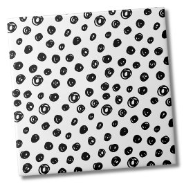 Circles Dots Mönster Black White Kakelplatta