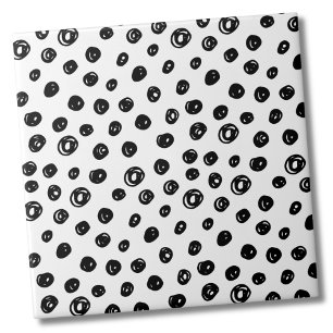 Circles Dots Mönster Black White Kakelplatta