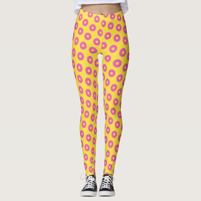 Circles Gult Rosa Minimal Mönster Leggings (Framsida)