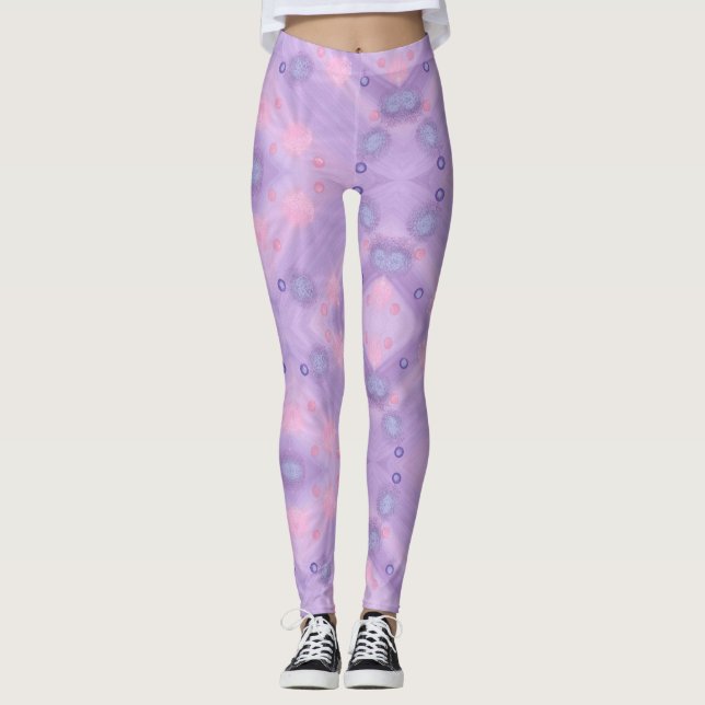 Circles Lavender Rosa Blue Leggings (Framsida)