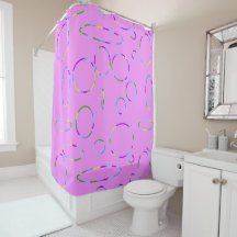 Circles Loops Modern Rosa Magenta Shower Curtain