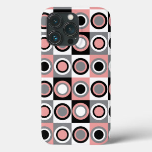 Circles Mönster Girly Rosa Black White Grått