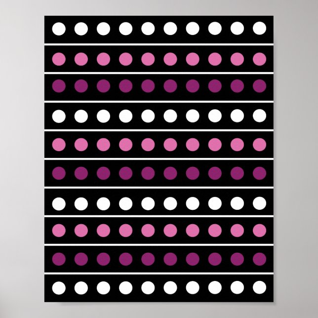 Circles Rand White Rosa Lila Black Background Poster (Framsidan)