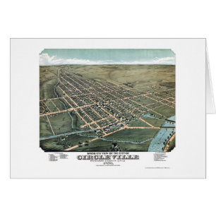 Circleville OH, panorama- karta - 1876 Hälsningskort