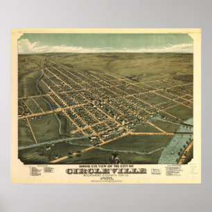 Circleville Ohio 1876 Antique Panoramic Karta Poster