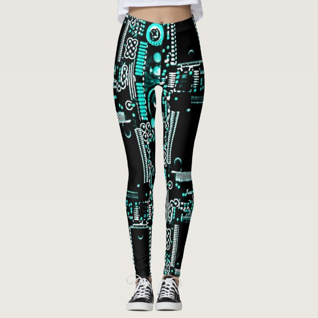 Circuit Aqua 2 över hela benen Leggings (Framsida)