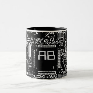 Circuit Black and White 2 monogram mugg
