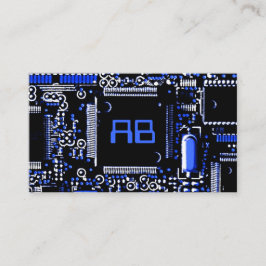 Circuit Blue 2 (monogram affärskort vitt) Visitkort