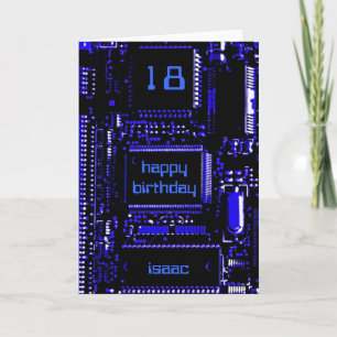 Circuit Blue 'Age and Namn'-födelsedagskort Kort
