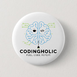 Circuit Board Brain Coder Pin Geek Tech Nerd Knapp