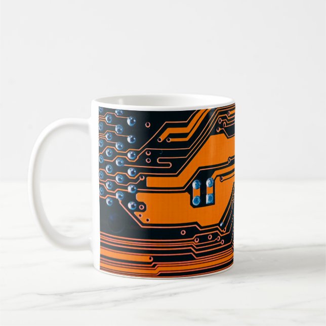 Circuit board. Electronic computer hardware techno Kaffemugg (Vänster)