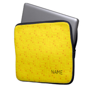 Circuit Board Modern Gult Orange Tech NAMN Laptop Fodral