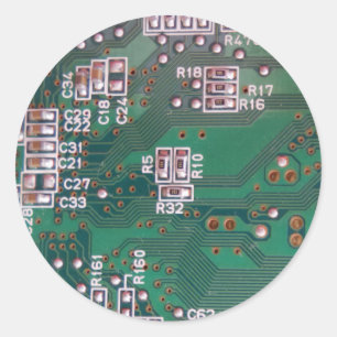 Circuit Board Round Sticker Runt Klistermärke