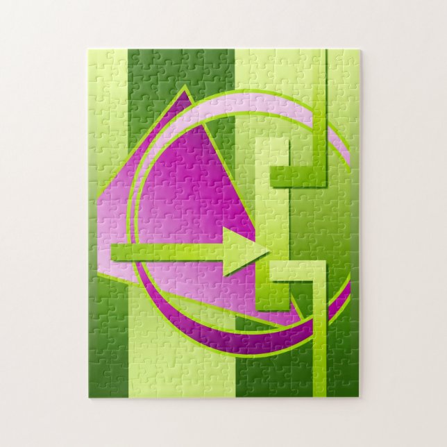 "Circuit Diagram" Digital Art Print, Lime Green Pussel (Vertikal)
