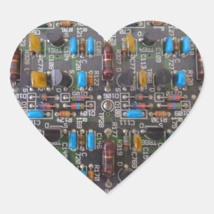 Circuit Heart Sticker Hjärtformat Klistermärke