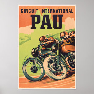 Circuit internationell de Pau Frankrike Vintage af Poster