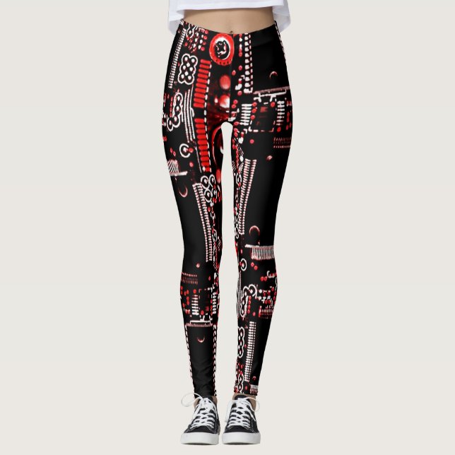 Circuit Red 2 över hela baljväxter Leggings (Framsida)