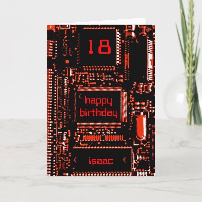 Circuit Red 'Age and Namn'-födelsedagskort Kort (Framsida)