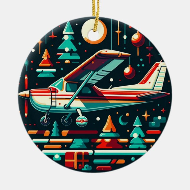 Circular Airplane Cessna Classic Ceramic Ornament (Framsidan)