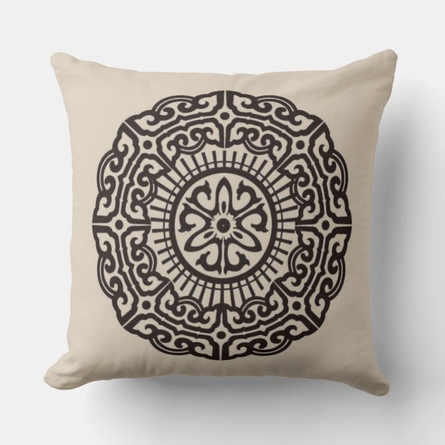 Circular Auspicious Mönster Kudde (Framsida)