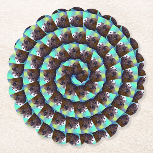 Circular Brown och White Guinea Gris Mönster. Underlägg Papper (Framsida)