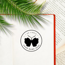 Circular butterfly ex libris frimärke stämpel