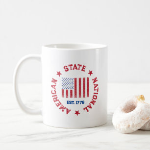 Circular Frimärke American State National Est 1776 Kaffemugg