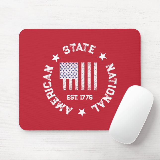 Circular Frimärke American State National Est 1776 Musmatta (Med mus)