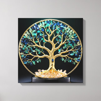 Circular Gemstone Tree of Life Canvastryck