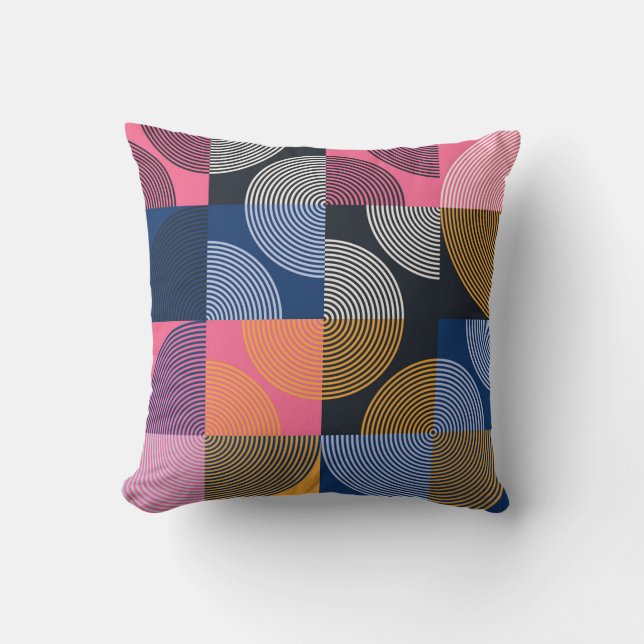 Circular Geometric Vintage Artwork Kudde (Framsida)