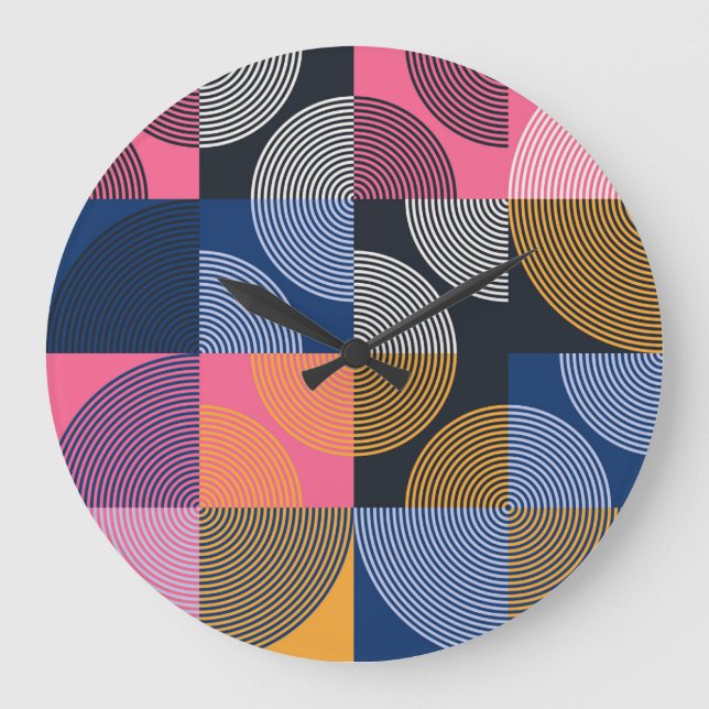 Circular Geometric Vintage Artwork Stor Klocka (Framsida)