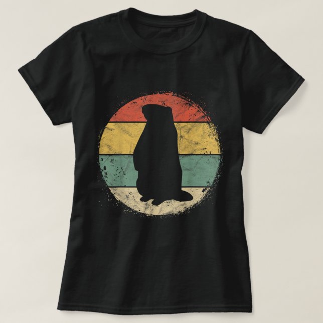 Circular Ground Hog Silhouette Gift Lycklig Ground T Shirt (Design framsida)