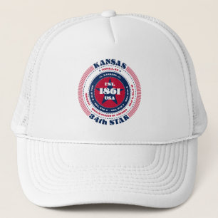 Circular Kansas State Patriotic Truckerkeps