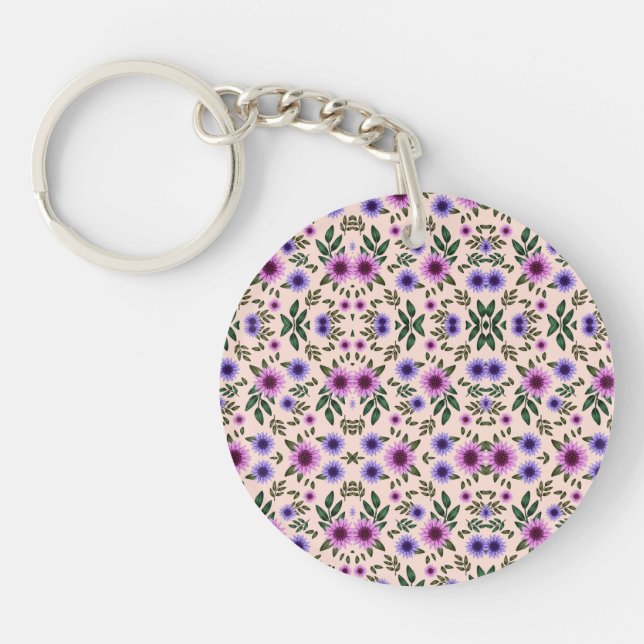 Circular keychain with a floral pattern (Framsidan)